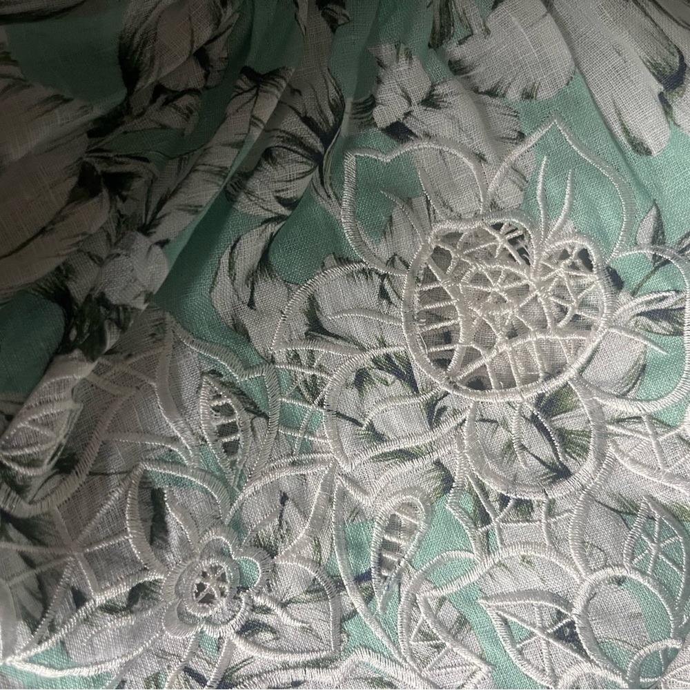 Embroidered Floral Linen Dress